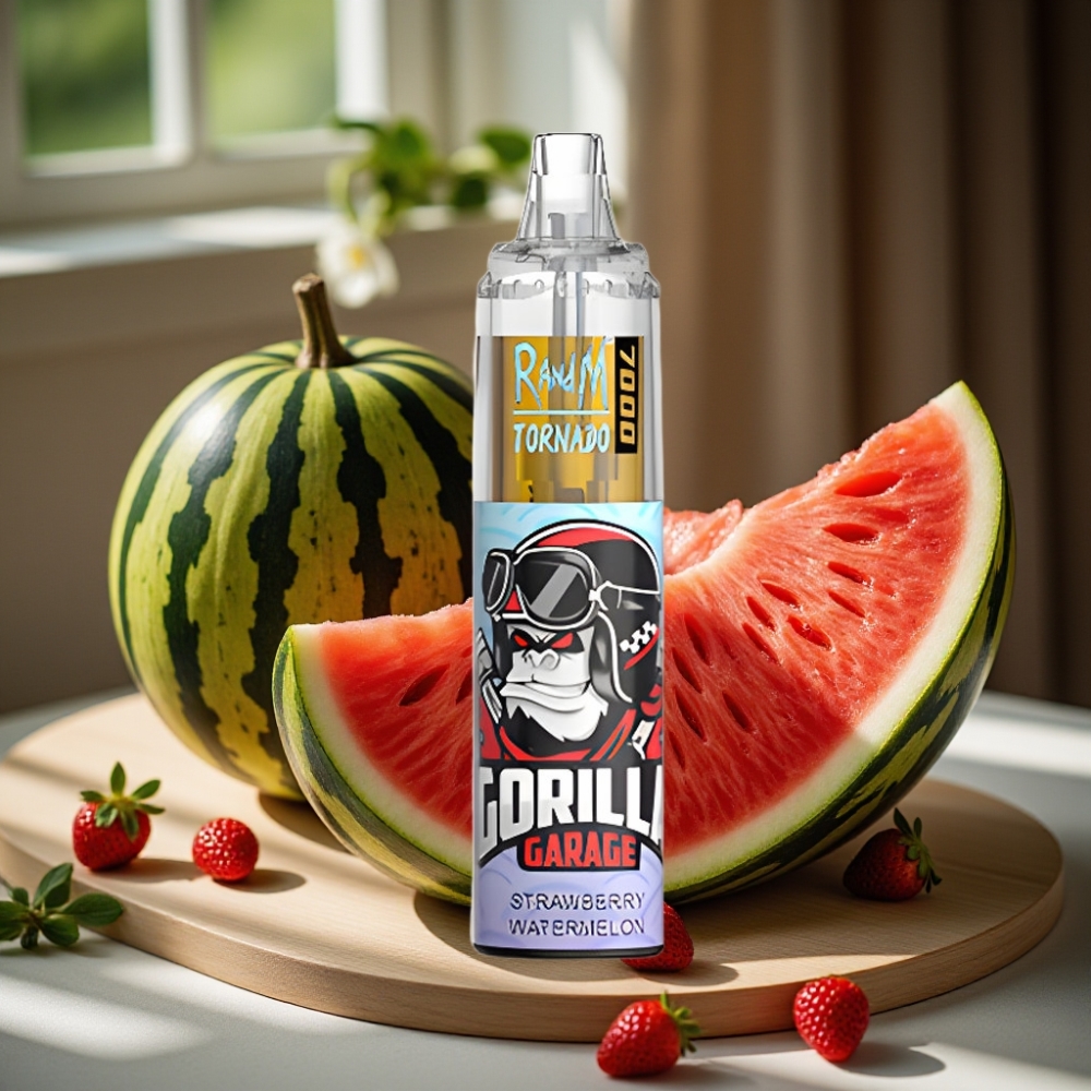 RandM Fumot Tornado 7000 Puffs 14ML 850MAH Mesh Coil Type-C RGB Luchtregeling Aardbei Watermeloen Disposable Vape