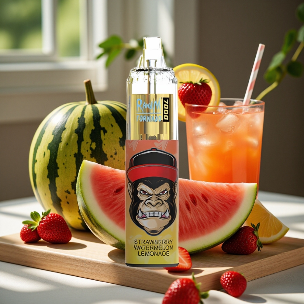 RandM Fumot Tornado 7000 Puffs 14ML 850MAH Mesh Coil Type-C RGB Luchtregeling Aardbei Watermeloen Limonade Disposable Vape