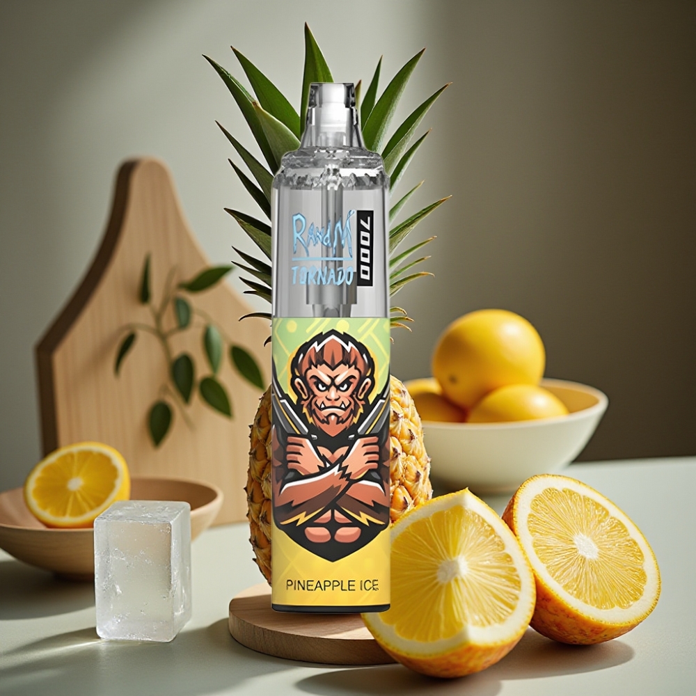 RandM Fumot Tornado 7000 Puffs 14ML Mesh Coil Type-C RGB Luchtregeling Ananas IJs Disposable Vape