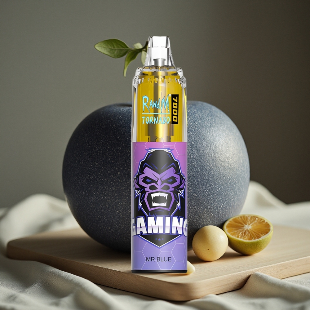 RandM Fumot Tornado 7000 Puffs Disposable Vape Dr. Blauw 14ML 850MAH Mesh Coil Type-C RGB Luchtafstelling