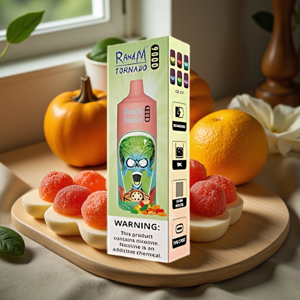 RandM Tornado 9000 Puffs 850 mAh Oplaadbaar 18 mL Mesh Coil RGB Display 54 Smaken Gummibeer