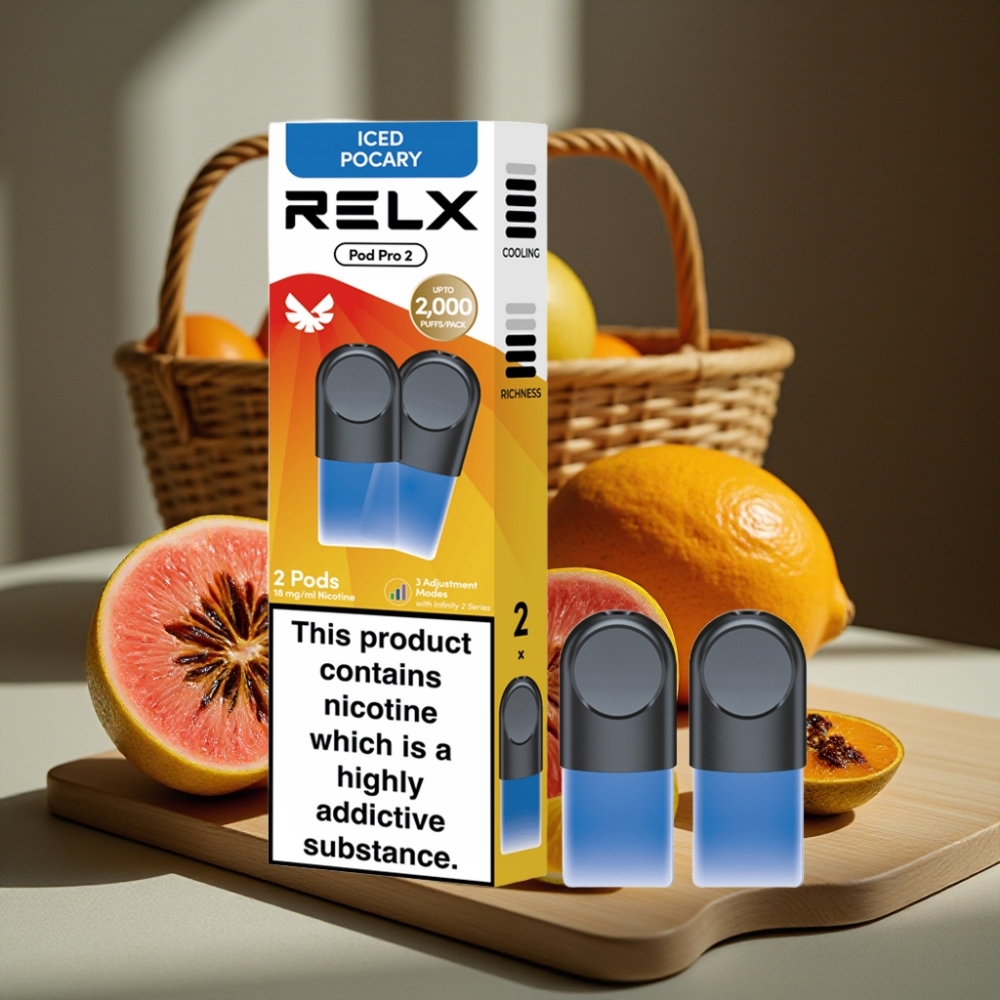 RELX Pod Pro 2 600 Puffs 1.9ml 1.8% Nicotine Drankje-IJs Pocary 3 Voltage Modes