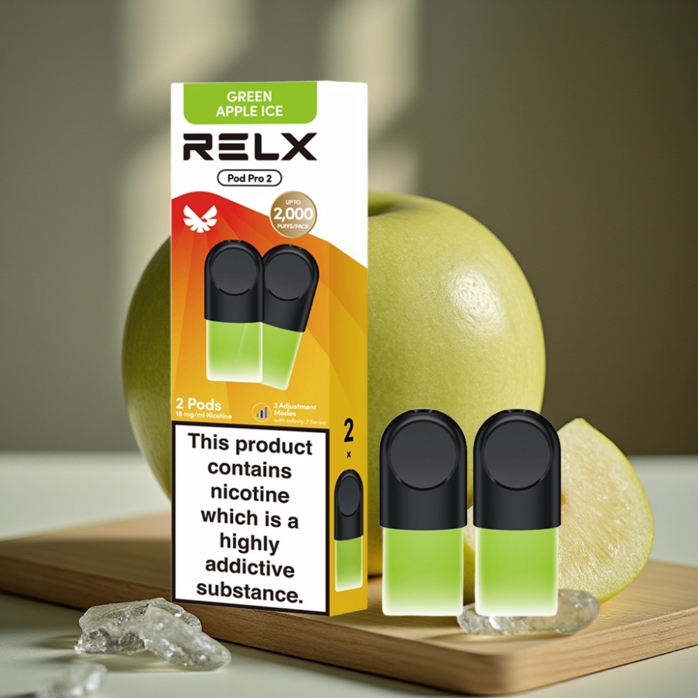 RELX Pod Pro 2 600 Puffs 1.9ml 1.8% Nicotine Groene Appel Ijs 3 Voltage Modes