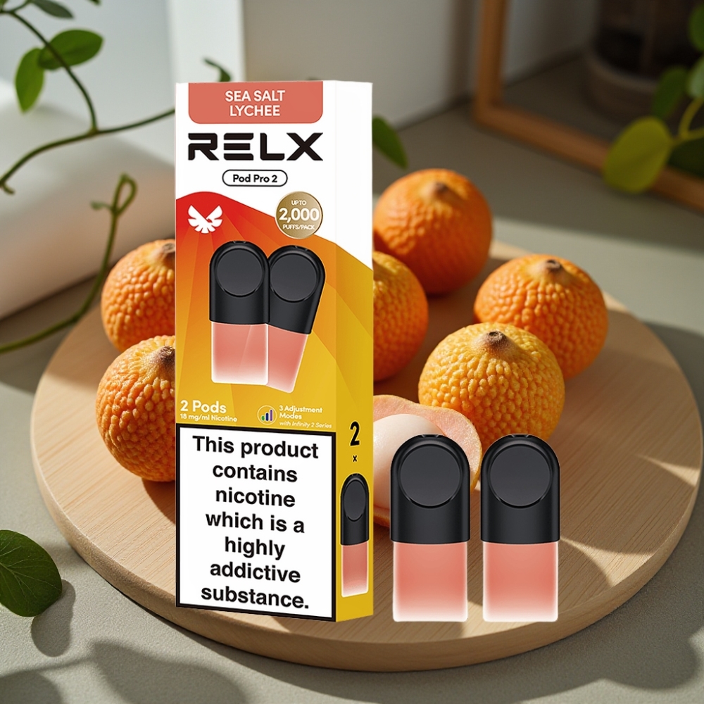 RELX Pod Pro 2 600 Puffs 1,9ml 1,8% Nicotine Zeezout Lychee 3 Spanningsstanden