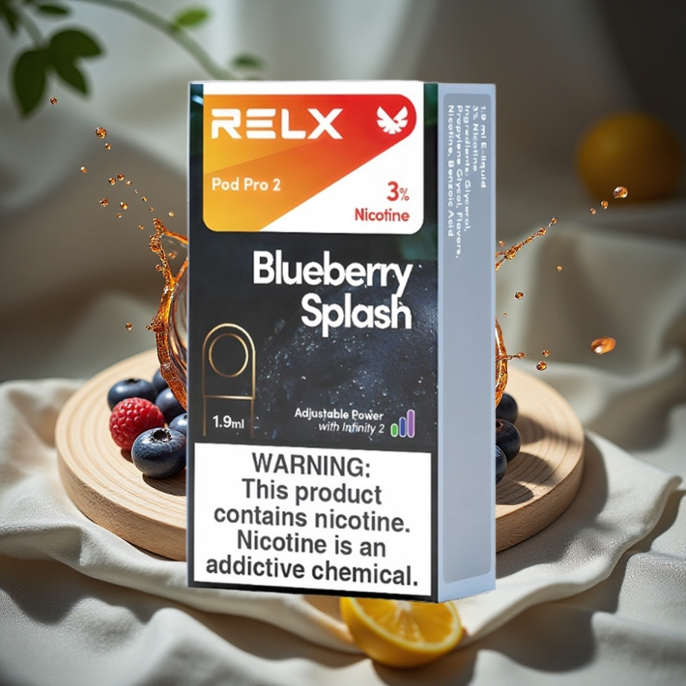 RELX Pod Pro 2 600 Puffs 1.9ml 3% Nicotine 3 Voltage Blauwe Bes Splash