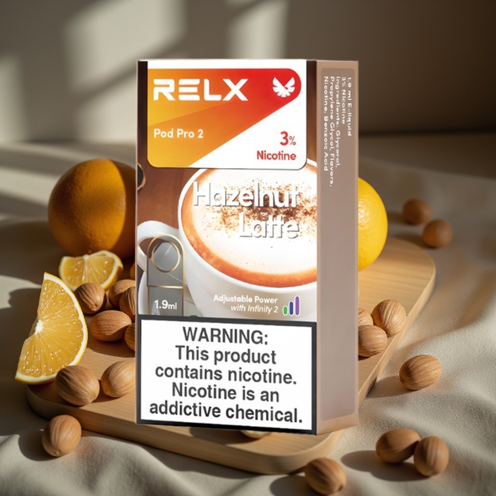 RELX Pod Pro 2 600 Puffs 1.9ml 3% Nicotine Hazelnoot Latte 3 Voltage Standen