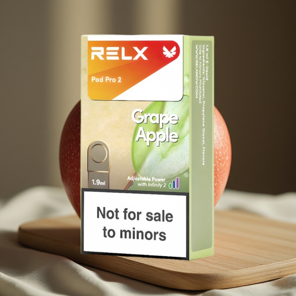 RELX Pod Pro 2 600 puffs 1.9ml 0% nicotine Druiven Appel 3 voltage modes