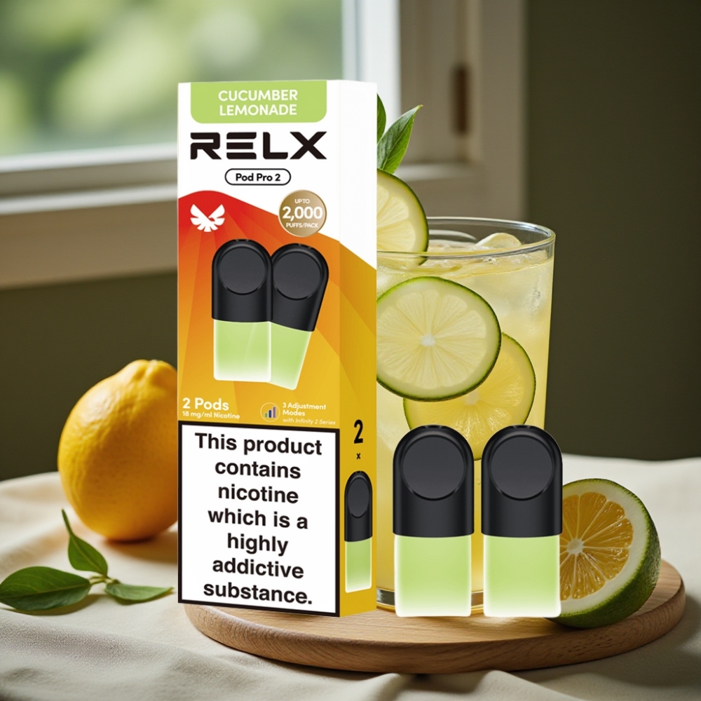 RELX Pod Pro 2 600 puffs 1.9ml 1.8% nicotine Drankje-Komkommer Limonade smaak