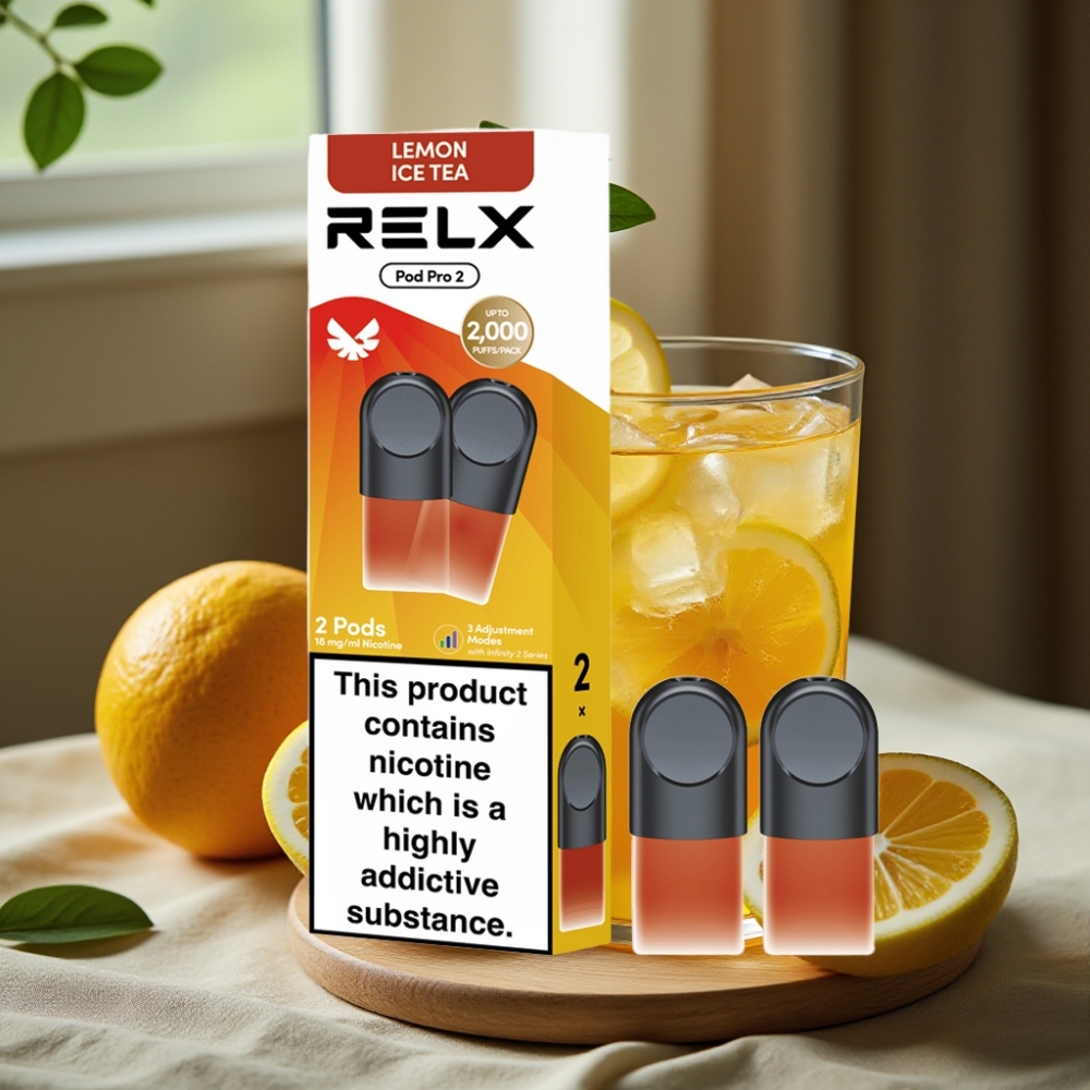 RELX Pod Pro 2 600 puffs 1.9ml 1.8% nicotine Thee-Citroen IJsthee 3 voltage modi