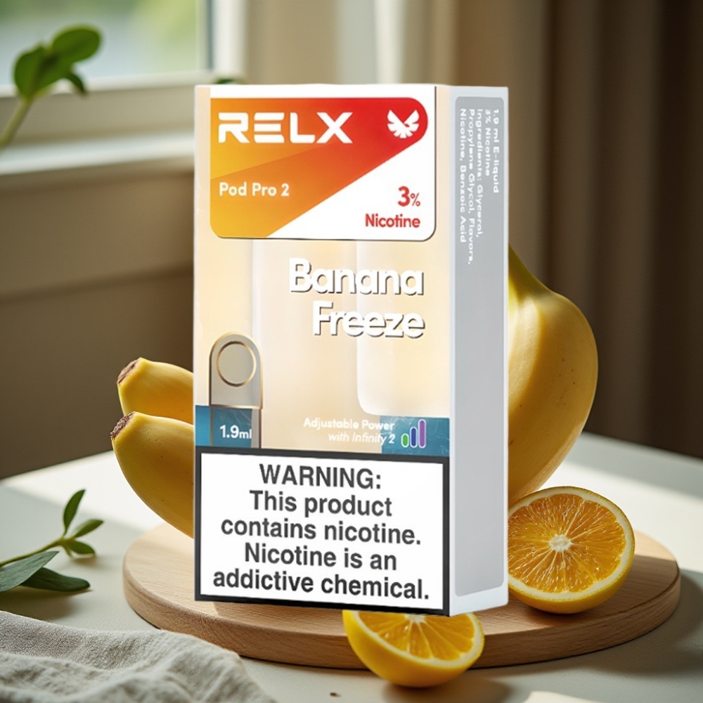 RELX Pod Pro 2 600 puffs 1.9ml 3% nicotine Banaanvries 3 voltage modes
