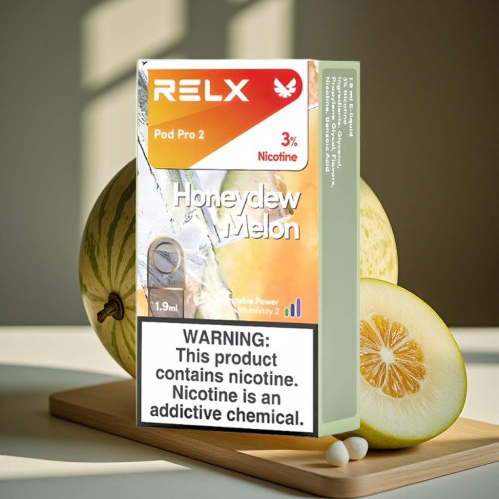 RELX Pod Pro 2 600 puffs 1.9ml 3% nicotine Honingdrievlameloen 3 voltage modes