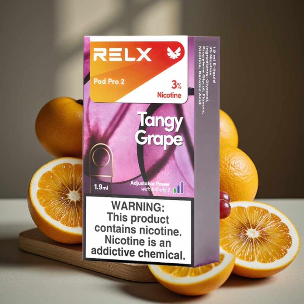 RELX Pod Pro 2 600 puffs 1.9ml 3% nicotine Zure Druif 3 voltage aanpassingen
