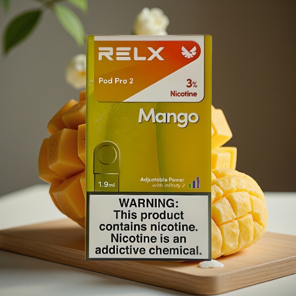 RELX Pod Pro 2 600 puffs 1.9ml 3% nicotine mango ijs 3 voltage modes
