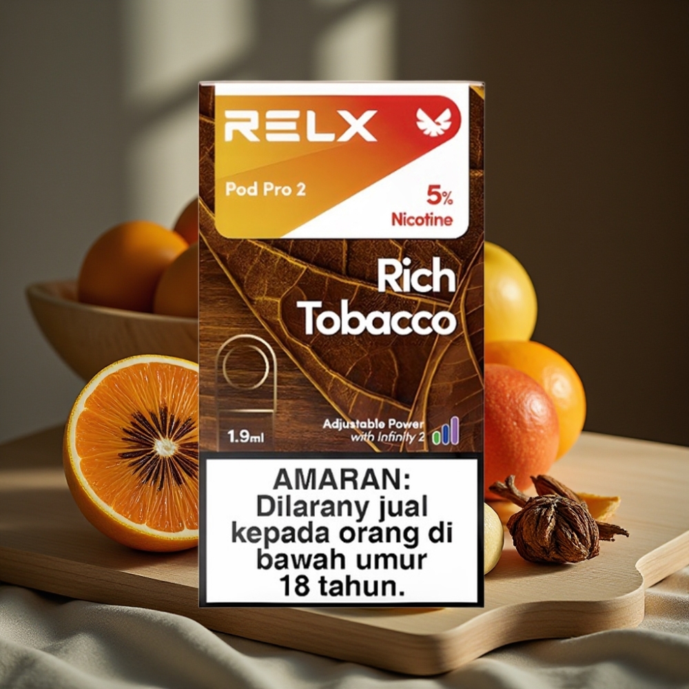 RELX Pod Pro 2 600 puffs 1,9ml 5% nicotine Rijke Tabak 3 voltage modi