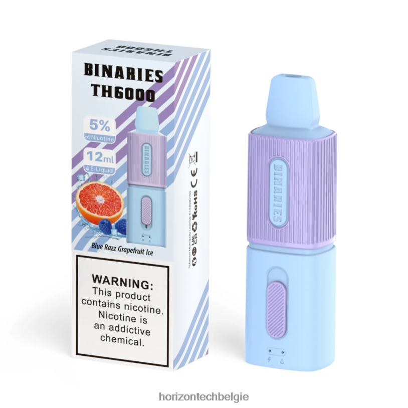 Horizon Tech Vape Tank - HorizonTech Binaries Cabin th6000 wegwerp 12 ml 2684P108 blauw razz grapefruitijs