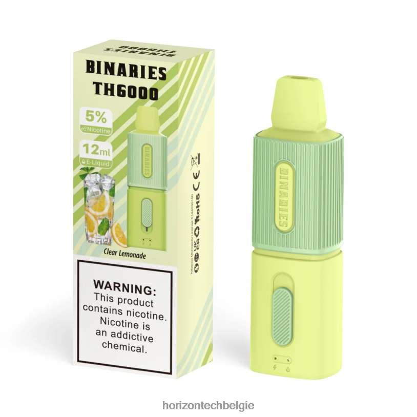 Horizontech Disposable Vape - HorizonTech Binaries Cabin th6000 wegwerp 12 ml 2684P114 heldere limonade