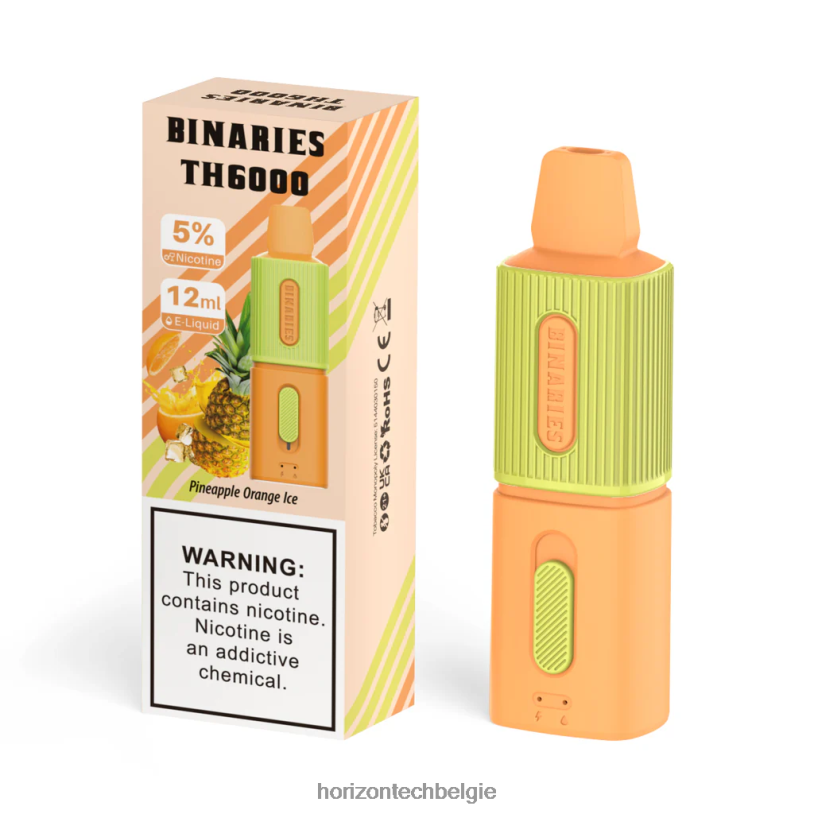 Horizontech Vape - HorizonTech Binaries Cabin th6000 wegwerp 12 ml 2684P109 ananas oranje ijs